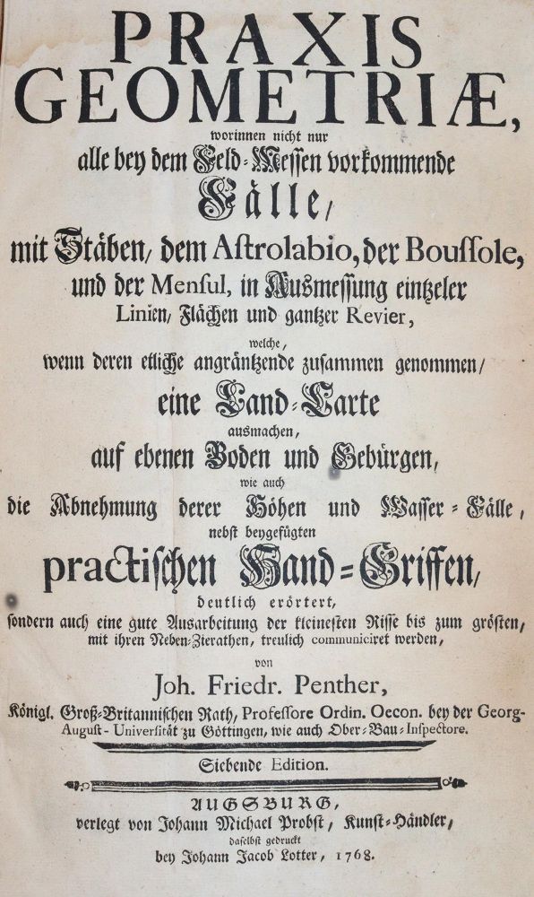 Große Abbildung Nr.1: 144-1598 Penther,J.F.: (Verschiedene Gebiete - Varia, Mathematik)