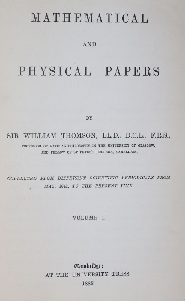 Große Abbildung Nr.1: 144-1601 Thomson,W.: (Verschiedene Gebiete - Varia, Mathematik)