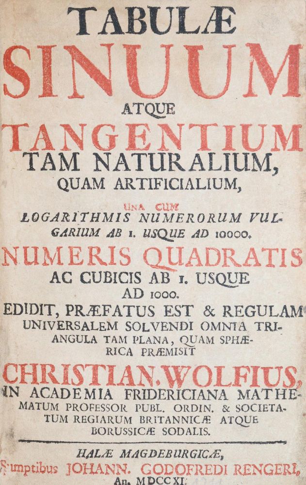 Große Abbildung Nr.1: 144-1604 Wolff,C.: (Verschiedene Gebiete - Varia, Mathematik)