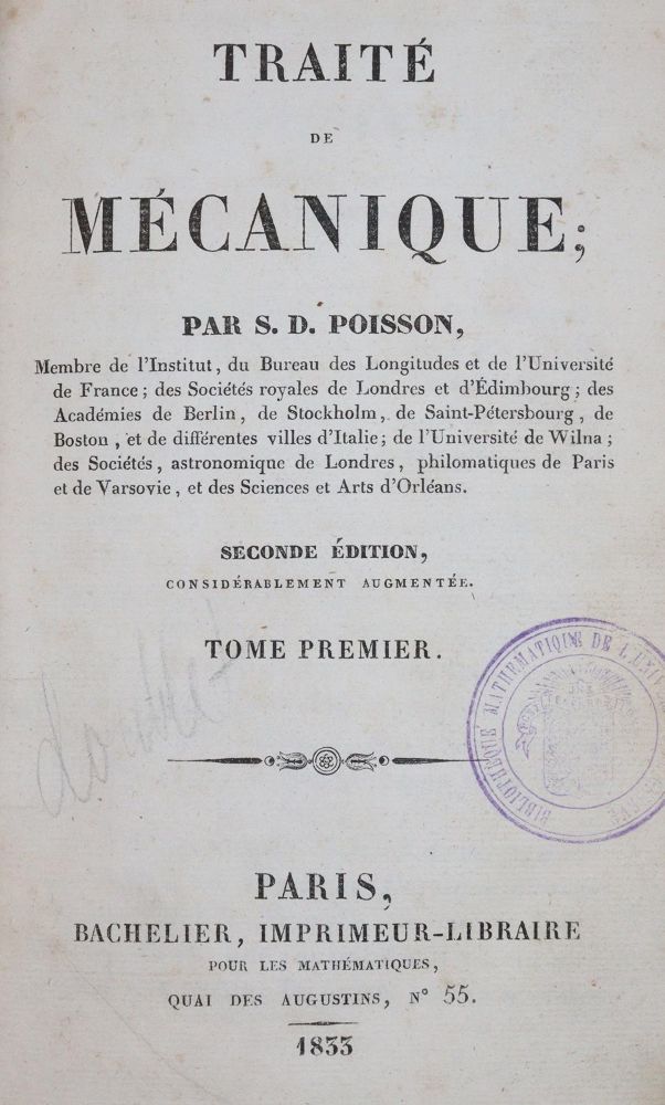 Große Abbildung Nr.1: 144-1610 Poisson,S.D.: (Verschiedene Gebiete - Varia, Mechanik)