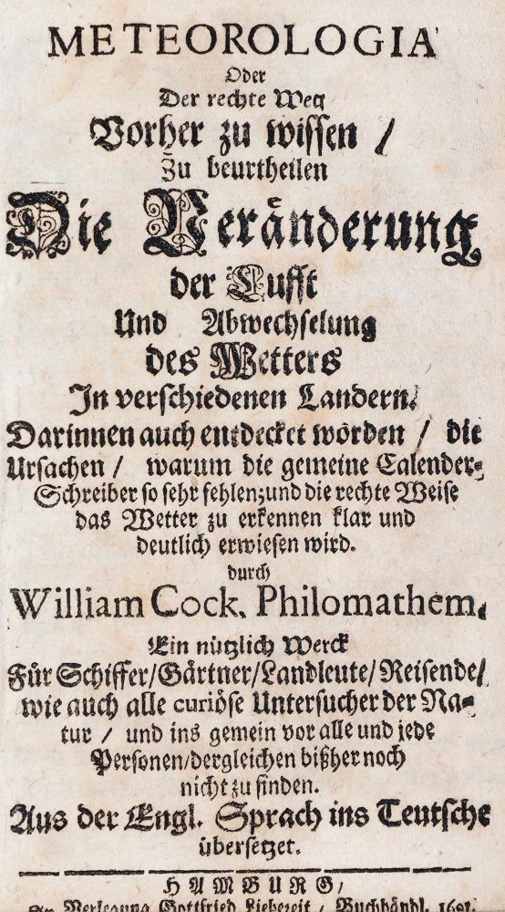 Große Abbildung Nr.1: 144-1613 Cock,W.: (Verschiedene Gebiete - Varia, Meteorologie)