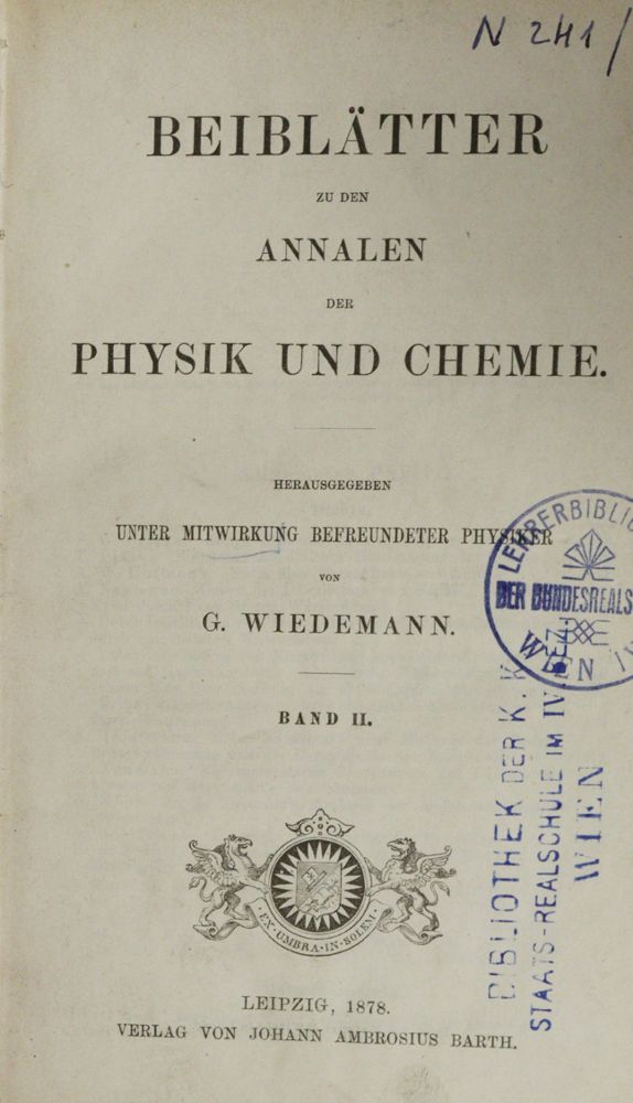 Große Abbildung Nr.1: 144-1623 Annalen der Physik und Chemie.: (Verschiedene Gebiete - Varia, Physik)