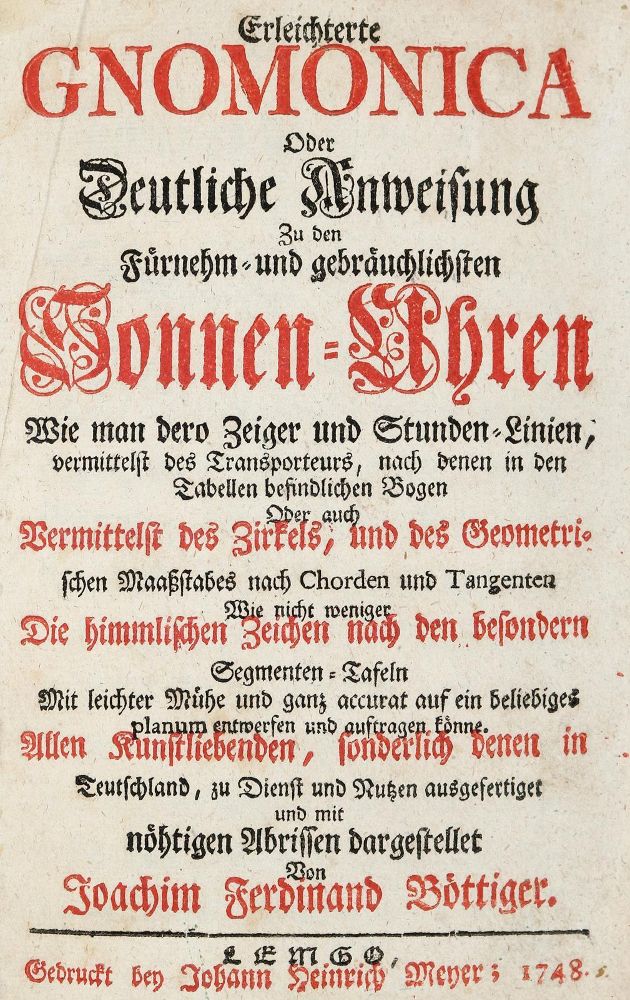 Große Abbildung Nr.1: 144-1665 Böttiger,J.F.: (Verschiedene Gebiete - Varia, Uhren, Sonnenuhren)