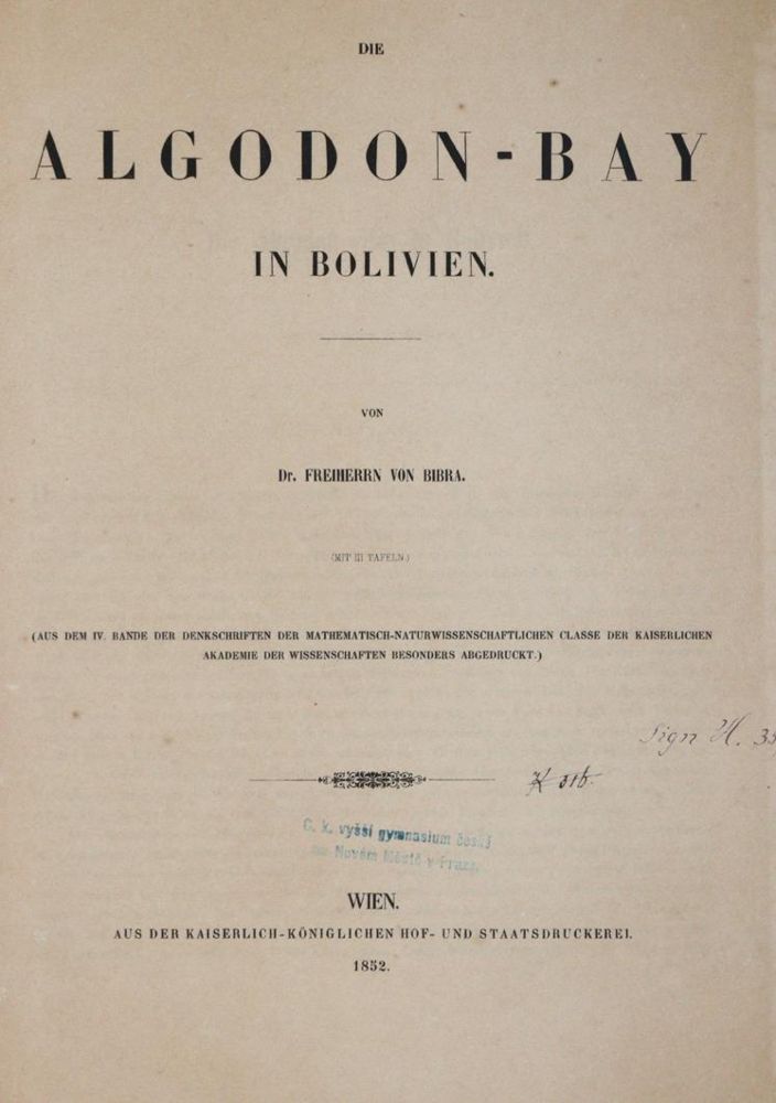 Große Abbildung Nr.1: 144-1686 Bibra,E.v.: (Amerika, Bolivien)