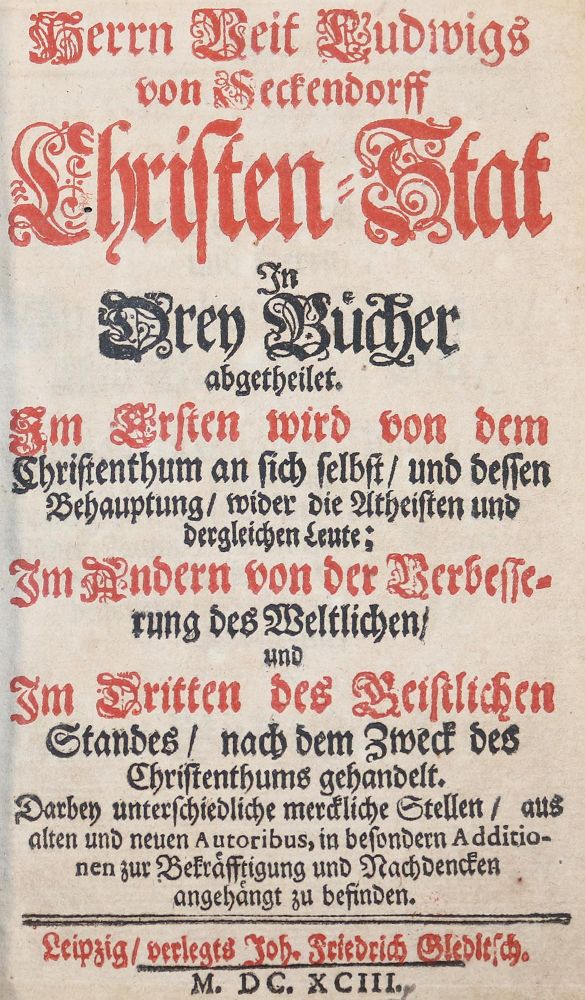 Große Abbildung Nr.1: 144-183 Seckendorff,V.L.v.: (Alte Drucke, Handschriften und Theologie)