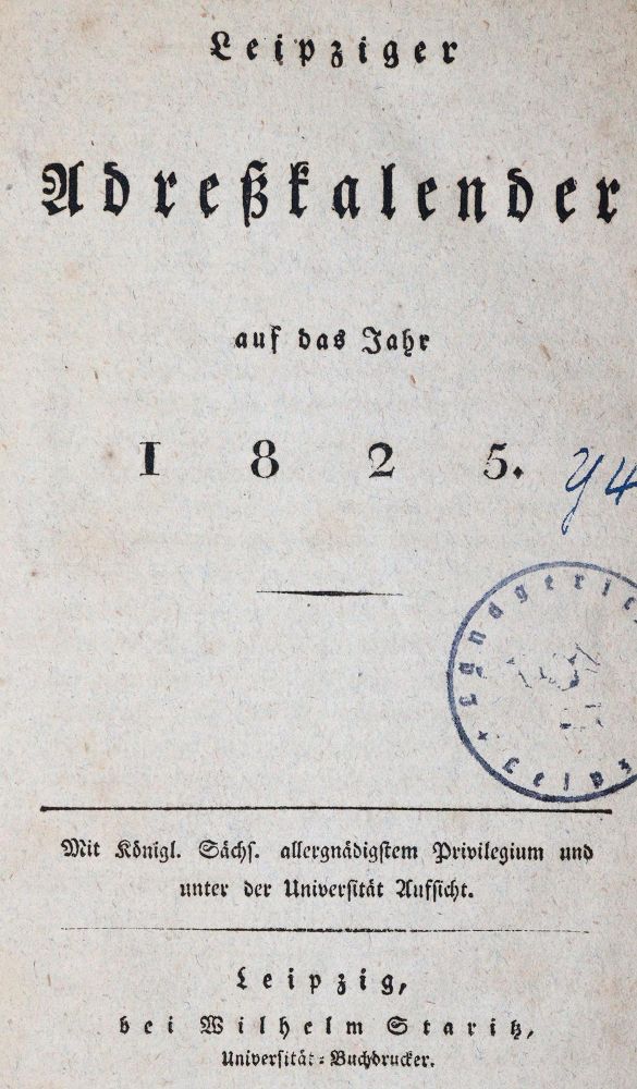 Große Abbildung Nr.1: 144-1839 Leipziger Adreßkalender: (Deutschland, Leipzig)