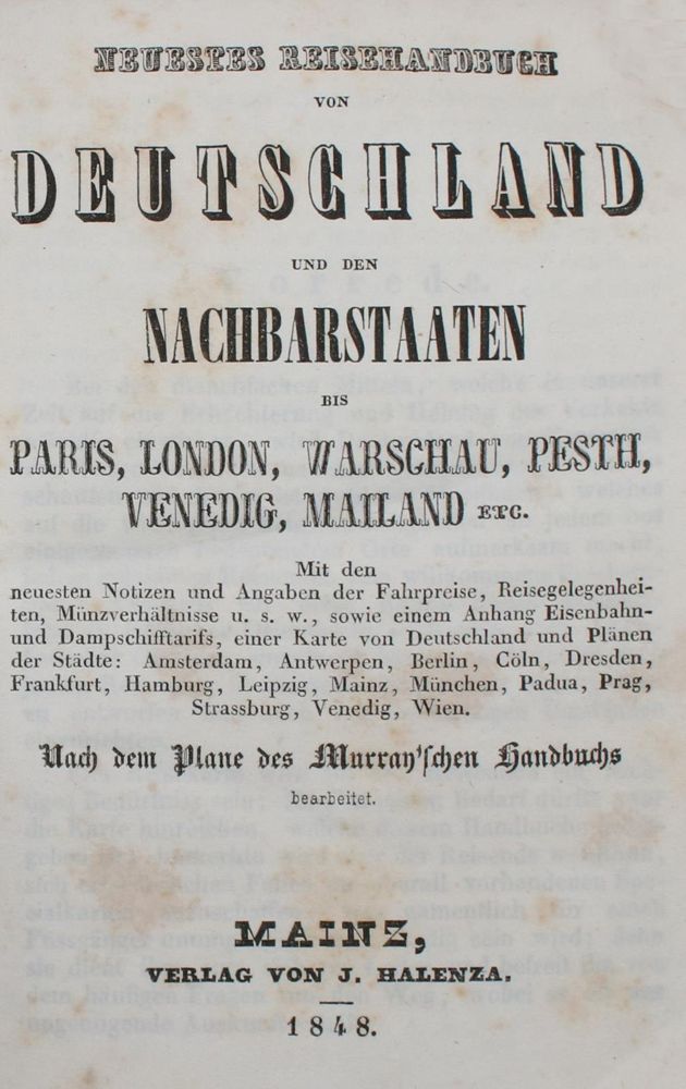 Große Abbildung Nr.1: 144-1857 Neuestes Reisehandbuch: (Deutschland)