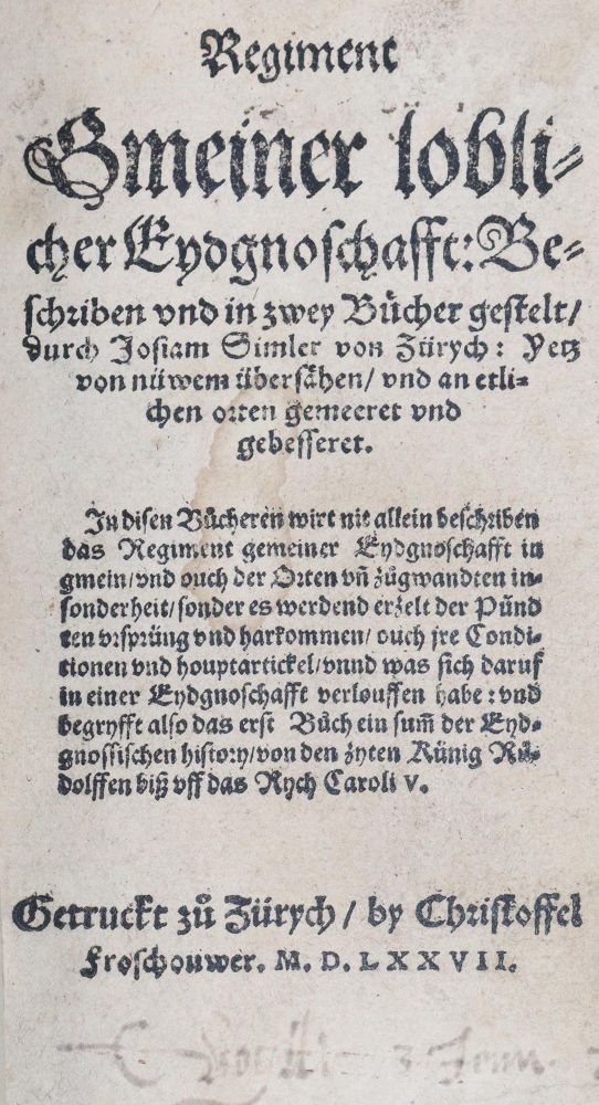 Große Abbildung Nr.1: 144-187 Simmler,J.: (Alte Drucke, Handschriften und Theologie)