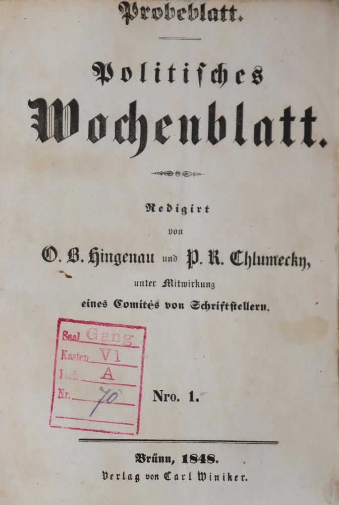 Große Abbildung Nr.1: 144-1875 (Langenschwarz,M.L.).: (Deutschland, Revolution 1848/49 - Vormärz - Politik, Handschriften)