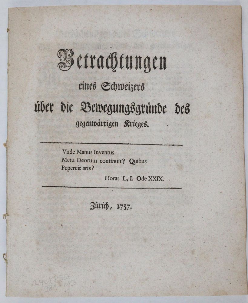Große Abbildung Nr.2: 144-1907 Gedanken: (Deutschland, Siebenjähriger Krieg, Vier Schriften)