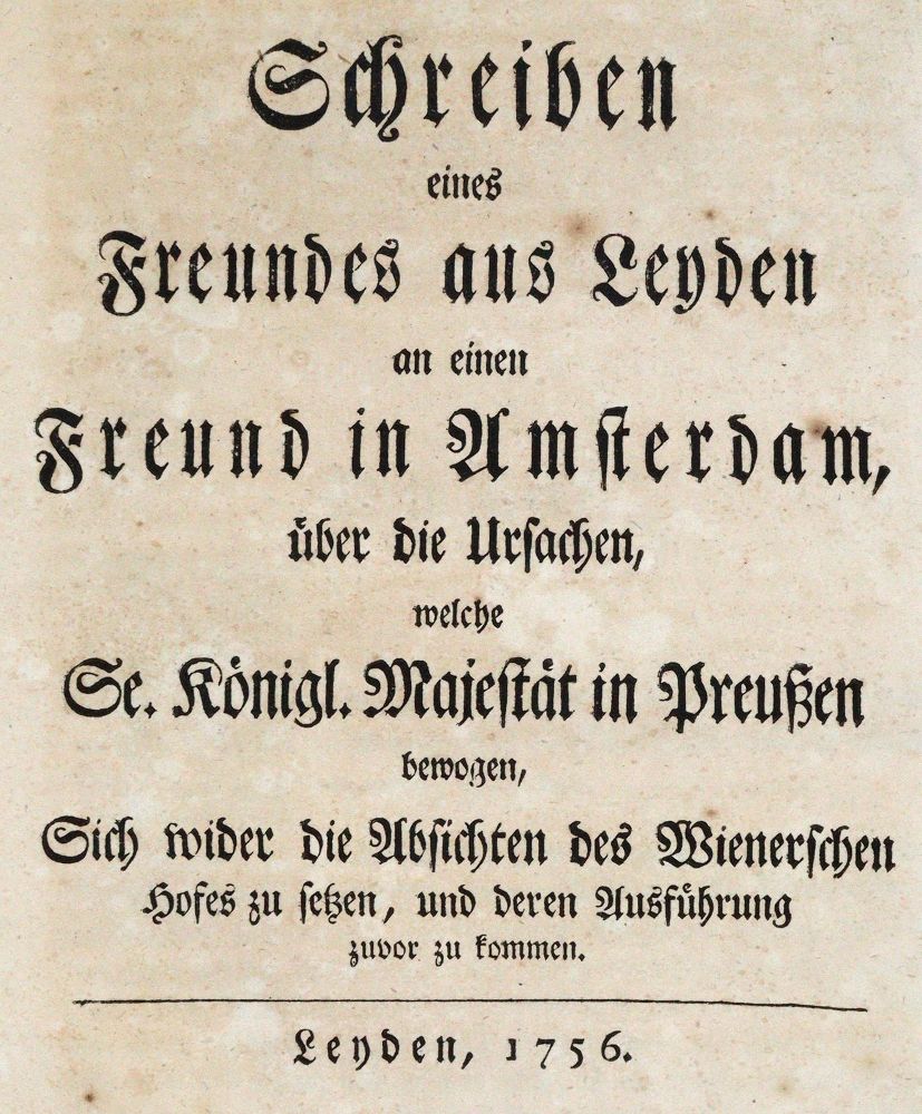 Große Abbildung Nr.1: 144-1909 (Marconnay,L.O.de).: (Deutschland, Siebenjähriger Krieg, Vier Schriften)