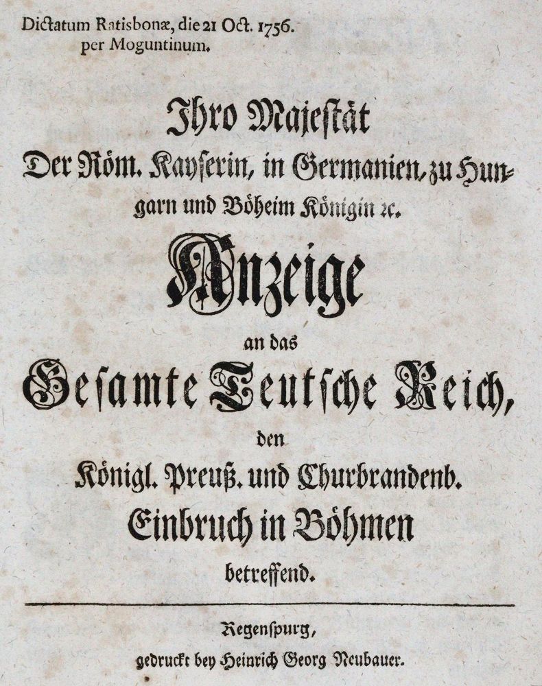 Große Abbildung Nr.1: 144-1910 Maria Theresia, Erzherzogin von Österreich.: (Deutschland, Siebenjähriger Krieg, Vier Schriften)