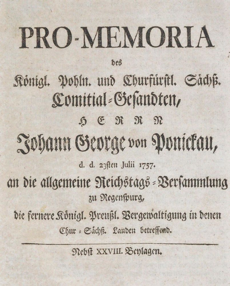 Große Abbildung Nr.1: 144-1911 Ponickau,J.G.v.: (Deutschland, Siebenjähriger Krieg, Vier Schriften)