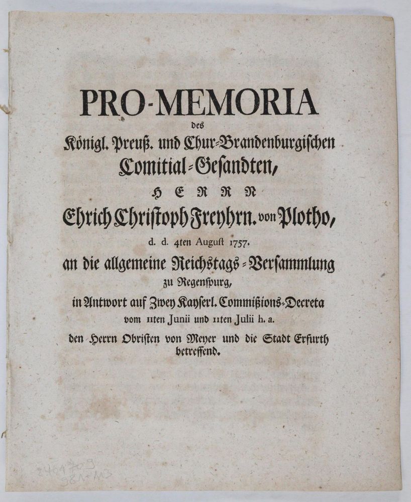 Große Abbildung Nr.4: 144-1911 Ponickau,J.G.v.: (Deutschland, Siebenjähriger Krieg, Vier Schriften)