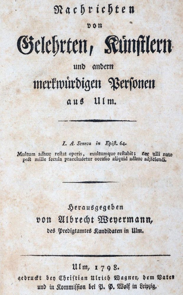 Große Abbildung Nr.1: 144-1920 Weyermann,A. (Hrsg.).: (Deutschland, Ulm)