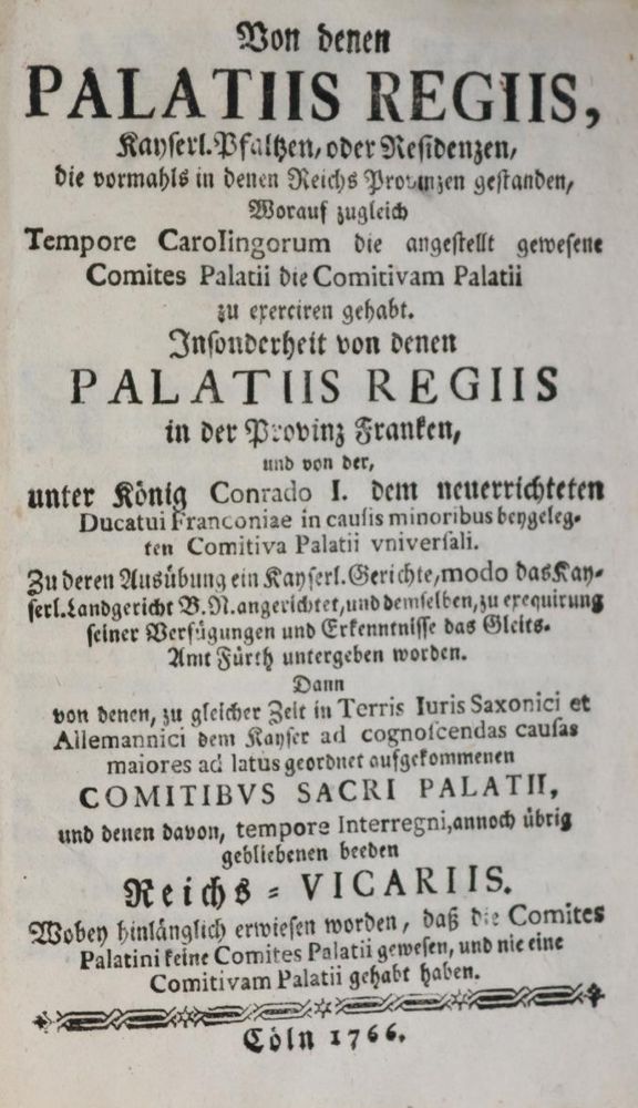 Große Abbildung Nr.1: 144-1921 Von denen Palatiis Regiis,: (Deutschland)