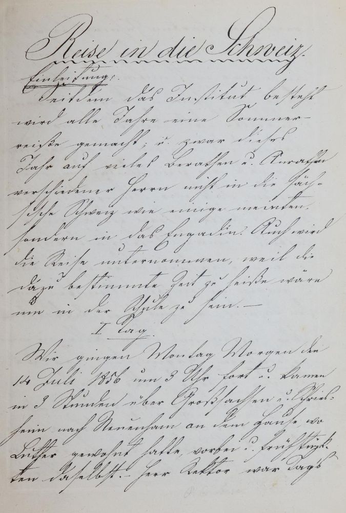Große Abbildung Nr.2: 144-2030 Reise in die Schweiz 1856: (Schweiz, Handschriften)