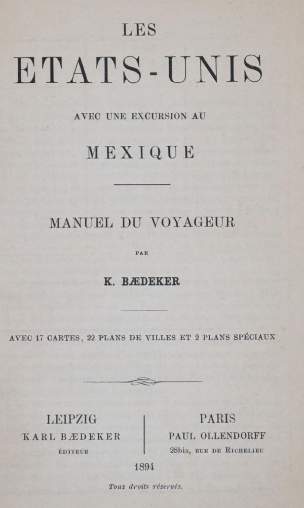 Große Abbildung Nr.1: 144-2076 Etats-Unis, Les,: (Verschiedene Länder - Geschichte, Baedeker)