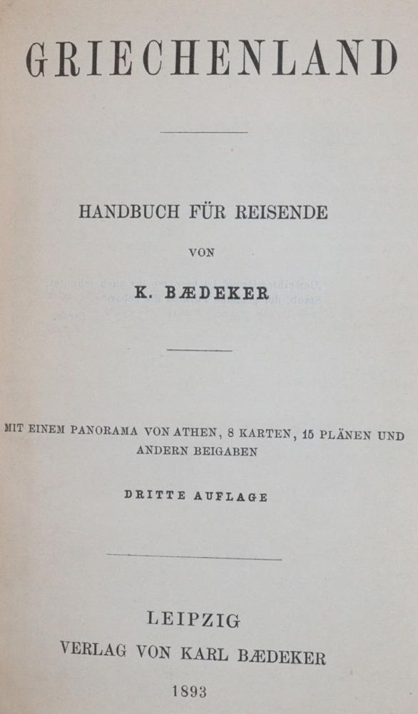 Große Abbildung Nr.1: 144-2077 Griechenland.: (Verschiedene Länder - Geschichte, Baedeker)