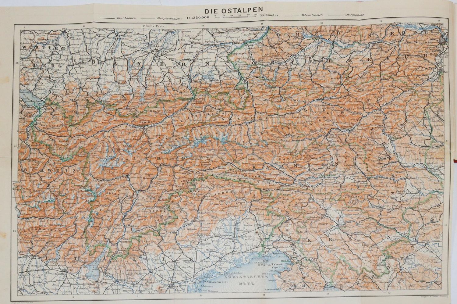 Große Abbildung Nr.2: 144-2091 Südbayern,: (Verschiedene Länder - Geschichte, Baedeker)
