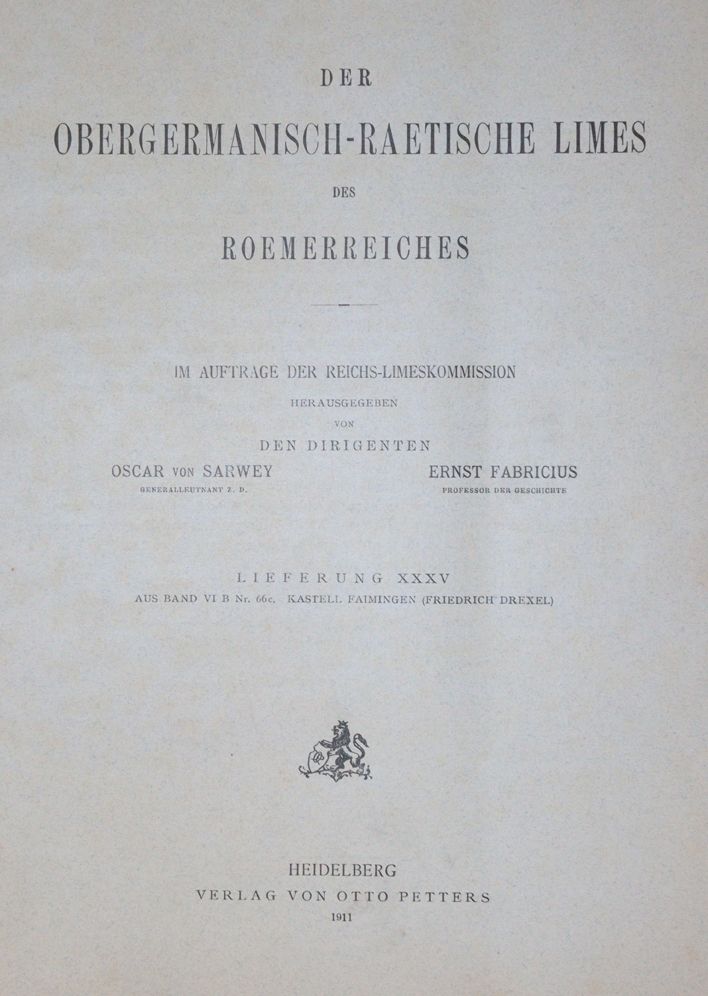 Große Abbildung Nr.1: 144-2141 Obergermanisch-raetische Limes, Der,: (Verschiedene Länder - Geschichte)