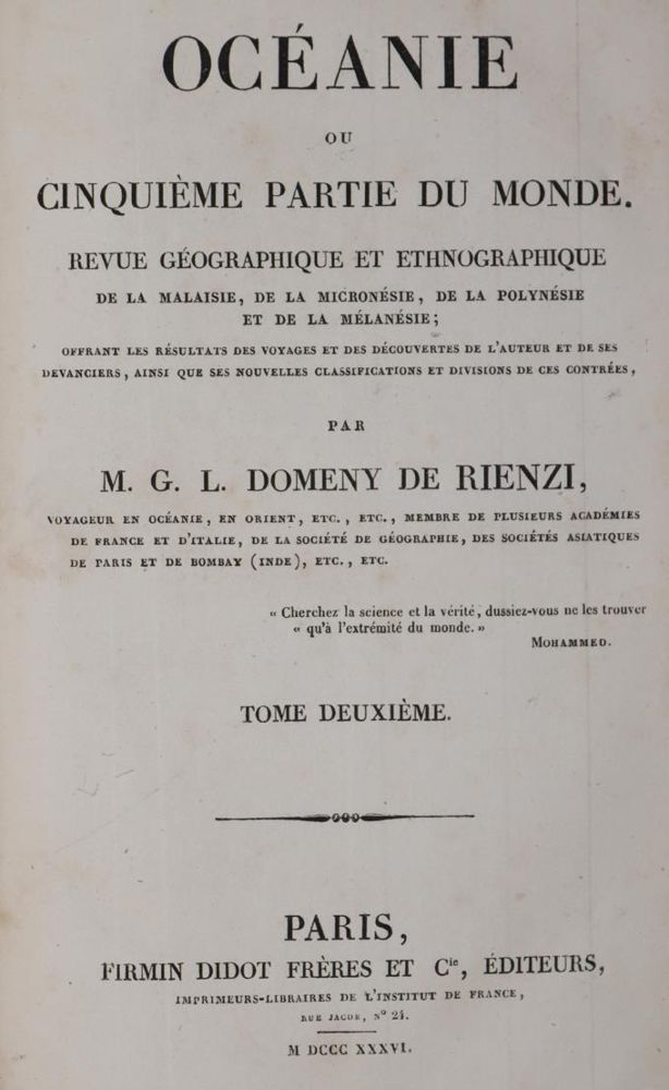 Große Abbildung Nr.1: 144-2164 Rienzi,G.L.Domeny de.: (Verschiedene Länder - Geschichte, Südsee)