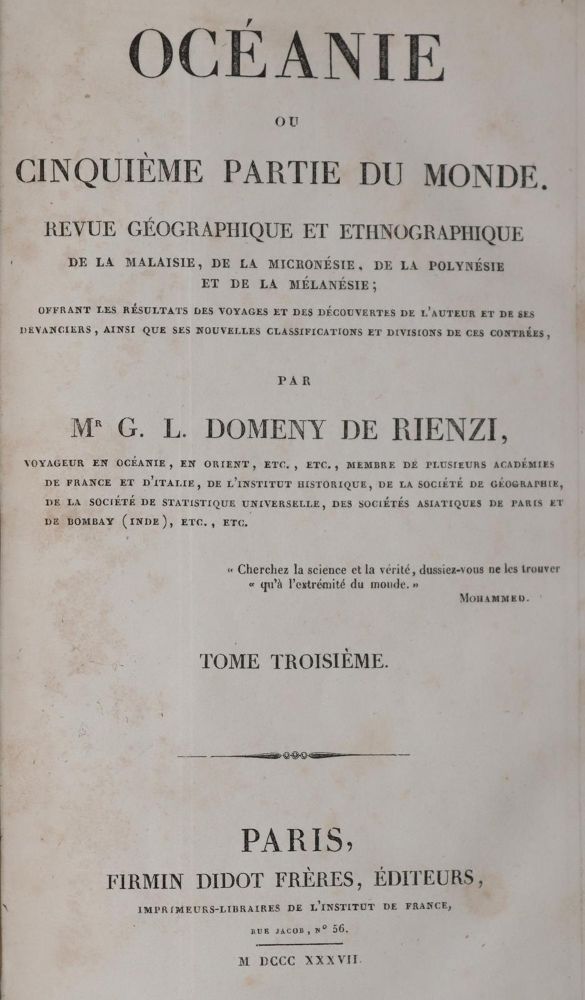 Große Abbildung Nr.3: 144-2164 Rienzi,G.L.Domeny de.: (Verschiedene Länder - Geschichte, Südsee)