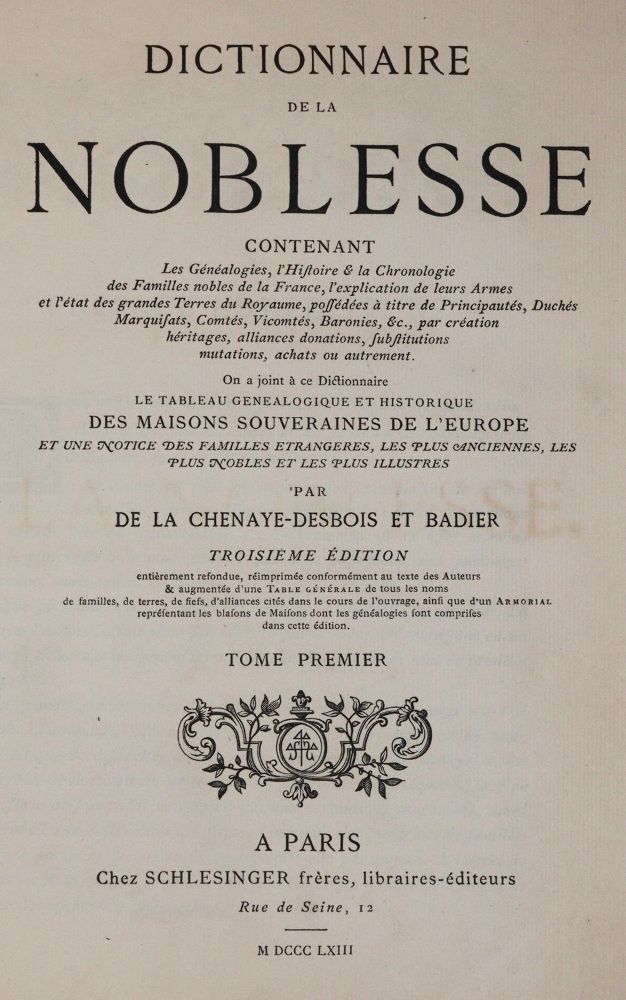 Große Abbildung Nr.1: 144-218 Aubert de la Chesnaye des Bois,F.-A.: (Genealogie und Heraldik)
