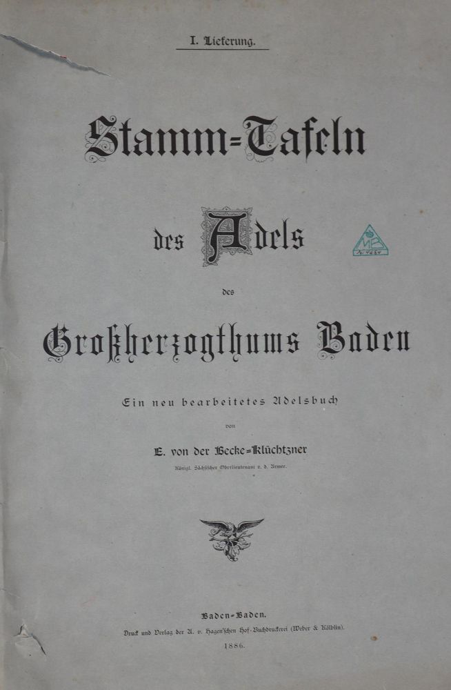 Große Abbildung Nr.1: 144-219 Becke-Klüchtzner,E.v.d.: (Genealogie und Heraldik, Baden)