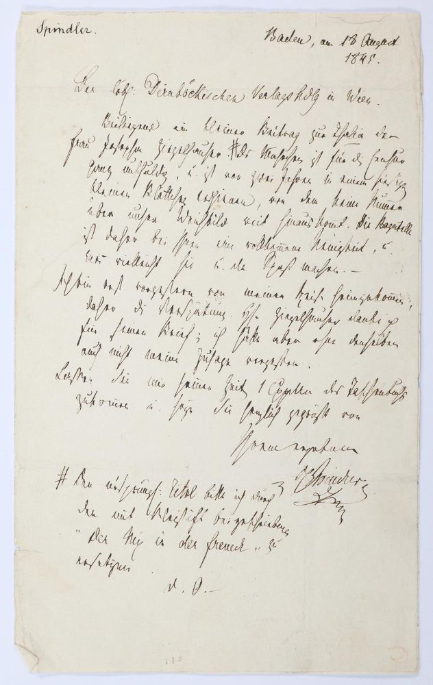 Große Abbildung Nr.1: 144-2207 Spindler, Carl,: (Autographen)