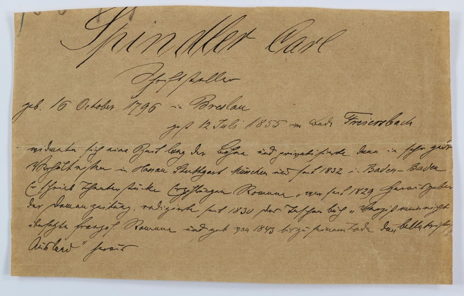 Große Abbildung Nr.3: 144-2207 Spindler, Carl,: (Autographen)