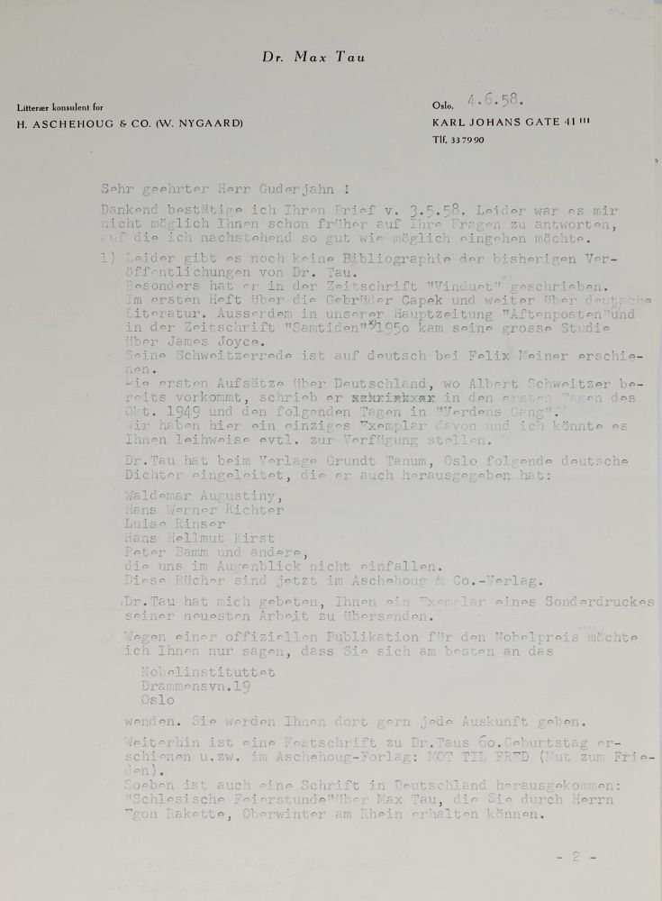 Große Abbildung Nr.2: 144-2210 Tau, Max,: (Autographen)