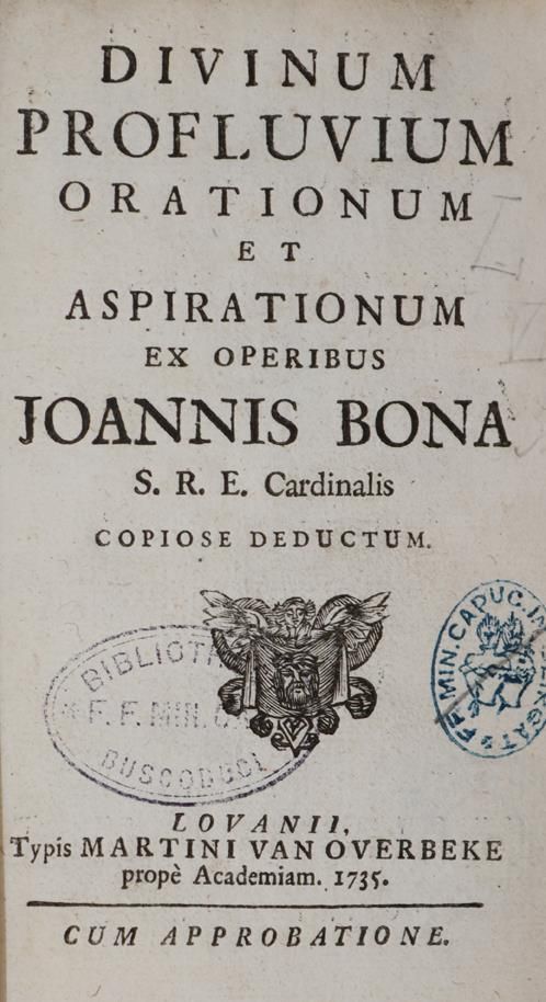 Große Abbildung Nr.1: 144-23 Bona,G.: (Alte Drucke, Handschriften und Theologie)