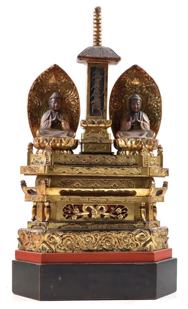Große Abbildung Nr.1: 144-2435 Altar mit zwei Buddhas.: (Asiatika)