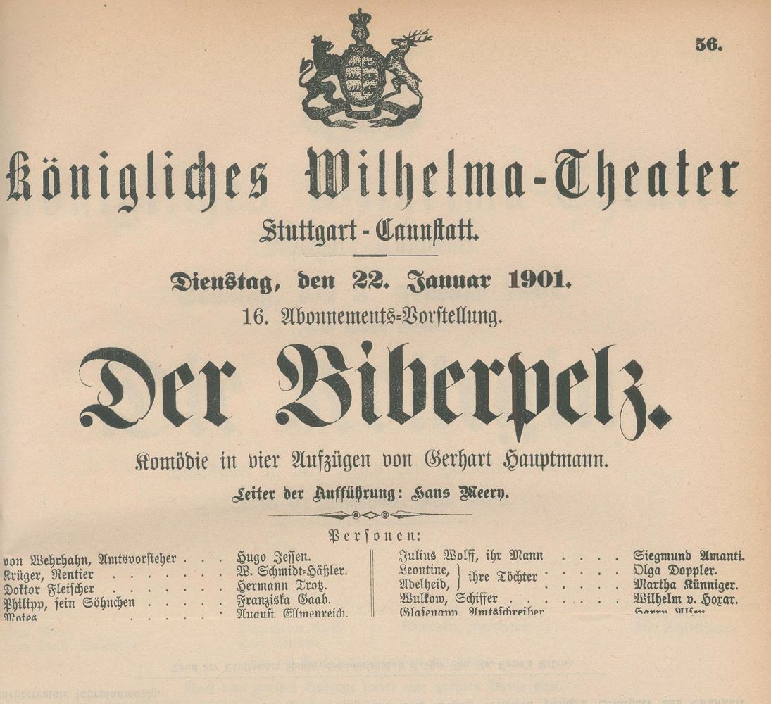 Große Abbildung Nr.1: 144-252 Theaterzettel (Aushangzettel).: (Film - Theater - Tanz, Stuttgart)