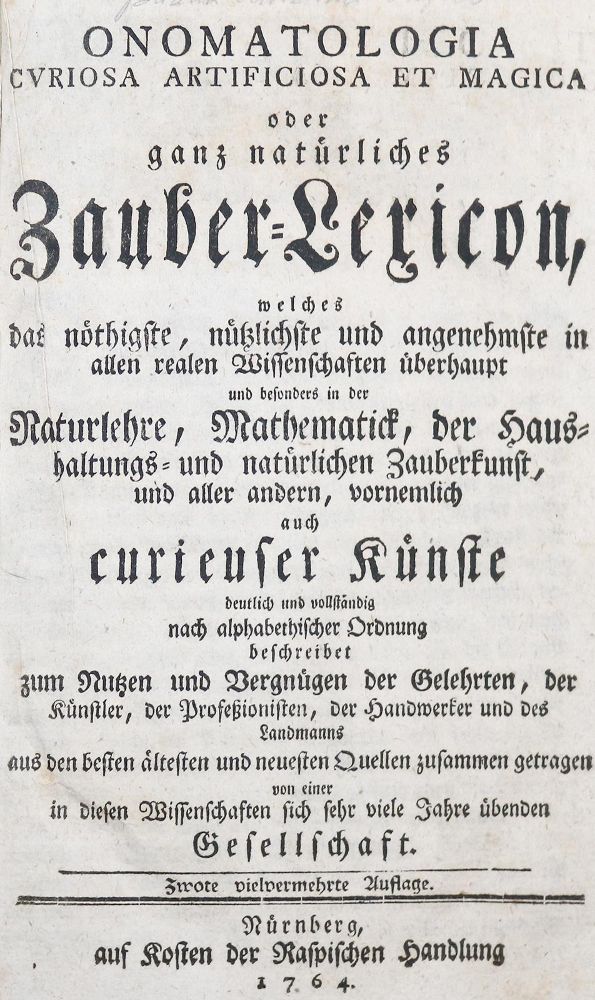 Große Abbildung Nr.1: 144-266 Onomatologia: (Grenzwissenschaften und Okkultismus)