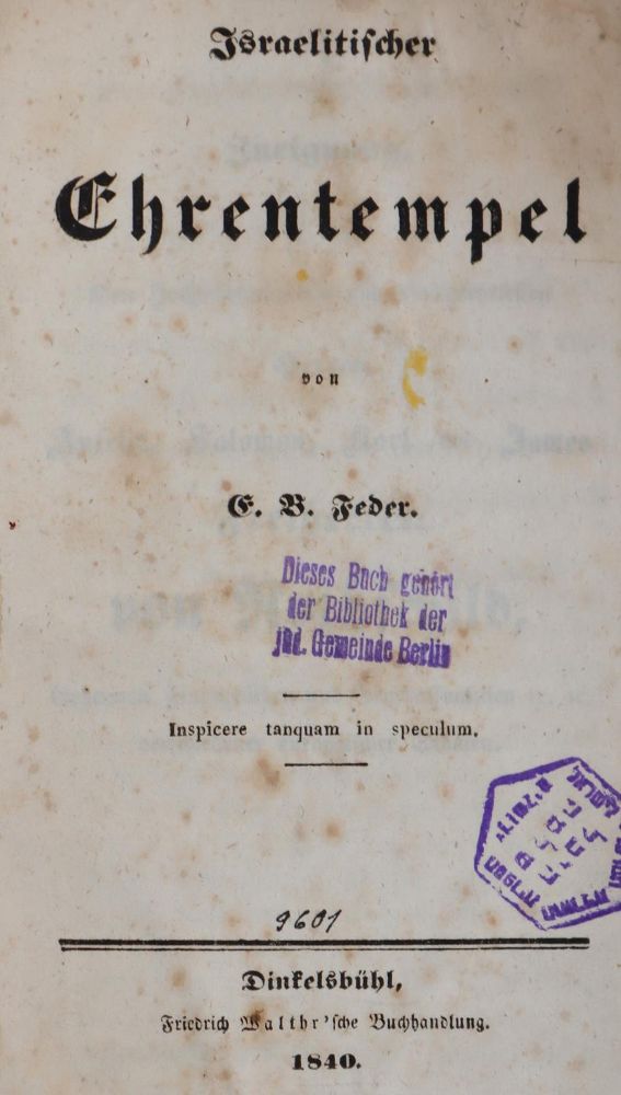 Große Abbildung Nr.1: 144-270 Feder,E.B.: (Judaica)