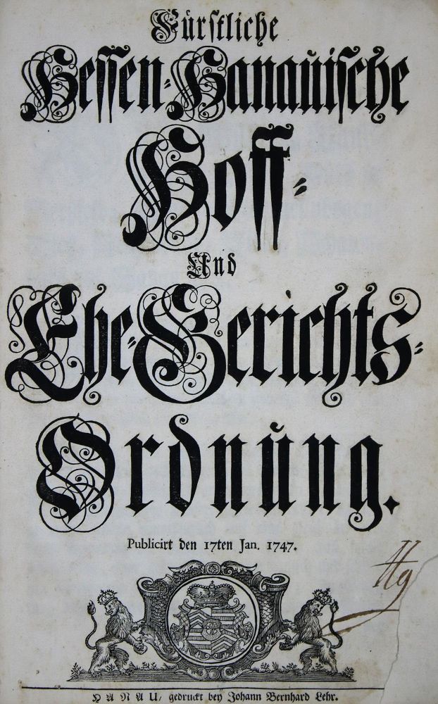 Große Abbildung Nr.1: 144-281 Fürstliche Hessen-Hanauische: (Juridica und Kriminologie, Hessen)