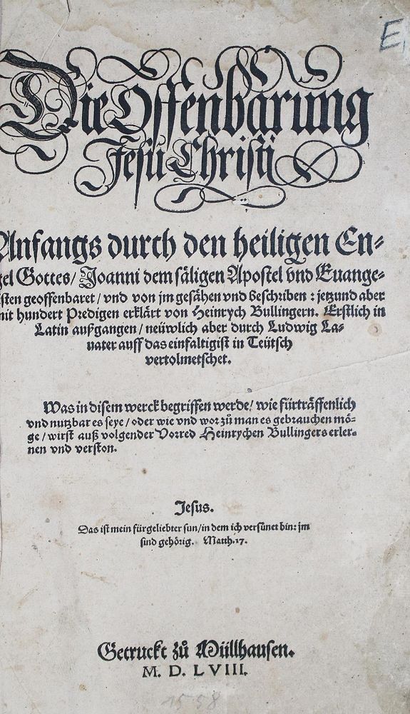 Große Abbildung Nr.2: 144-29 Bullinger,H.: (Alte Drucke, Handschriften und Theologie)