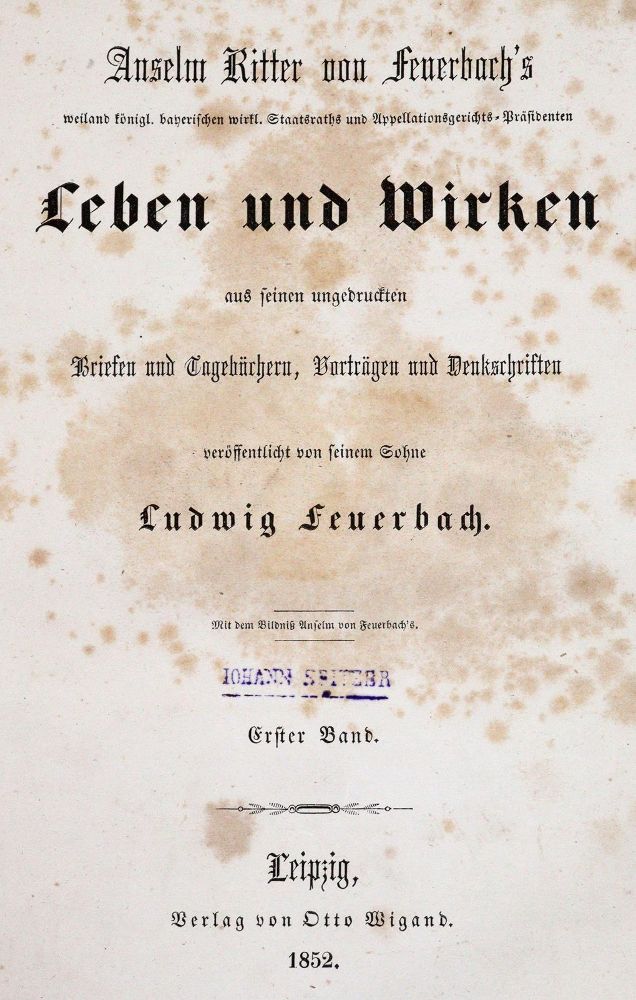Große Abbildung Nr.1: 144-305 Feuerbach,J.P.A.v.: (Jus der Bibliothek v. Prof. Thomas Würtenberger)