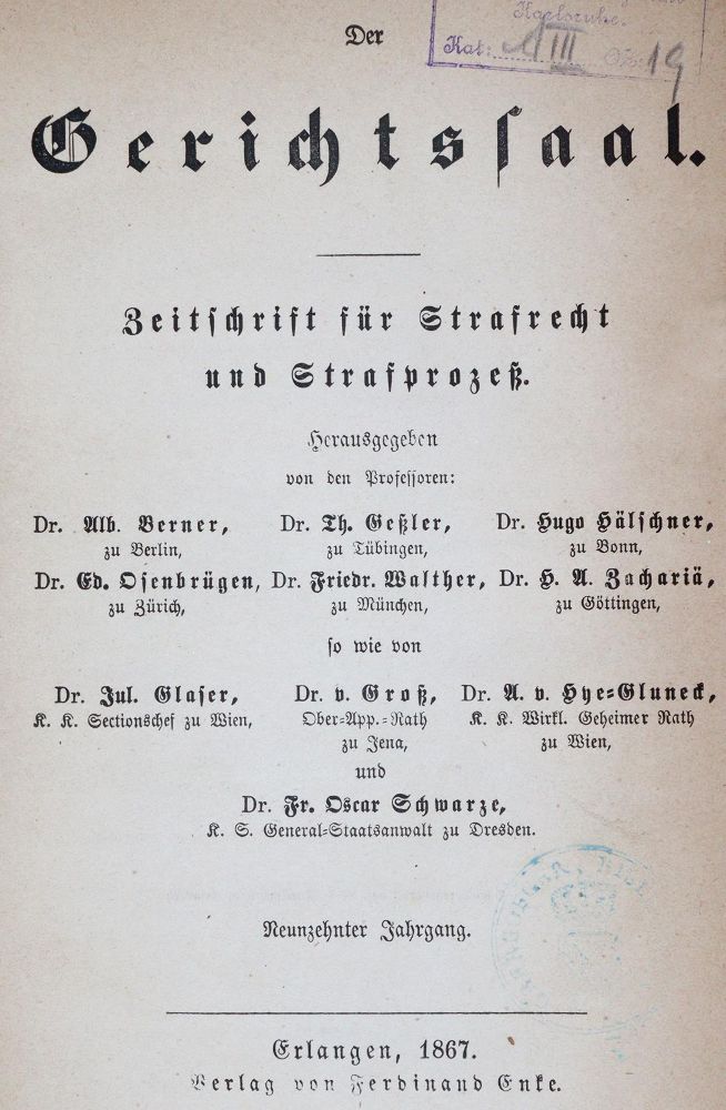 Große Abbildung Nr.1: 144-321 Gerichtssaal, Der.: (Jus der Bibliothek v. Prof. Thomas Würtenberger, Juridica und Kriminologie)