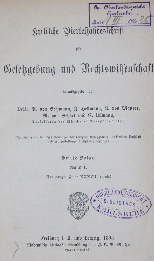 Große Abbildung Nr.1: 144-323 Kritische Vierteljahresschrift: (Jus der Bibliothek v. Prof. Thomas Würtenberger, Juridica und Kriminologie)