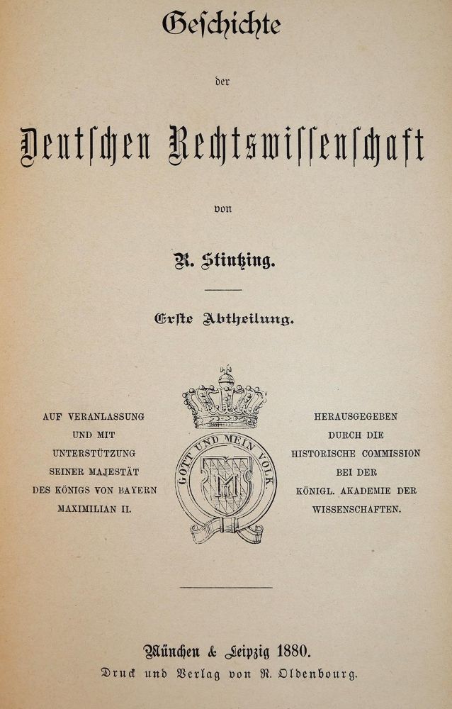 Große Abbildung Nr.1: 144-330 Stintzing,R.v. u. E.Landsberg.: (Jus der Bibliothek v. Prof. Thomas Würtenberger, Juridica und Kriminologie)