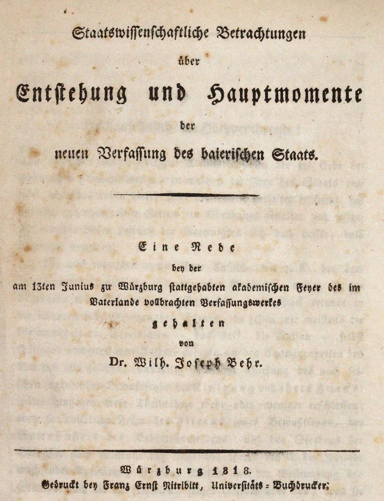 Große Abbildung Nr.1: 144-344 Behr,W.J.: (Jus der Bibliothek v. Prof. Thomas Würtenberger, Politik und Staatswissenschaften)