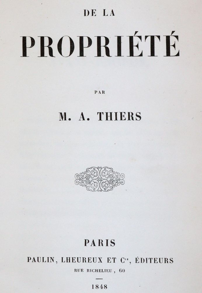 Große Abbildung Nr.1: 144-368 Thiers,L.A.: (Jus der Bibliothek v. Prof. Thomas Würtenberger, Politik und Staatswissenschaften)