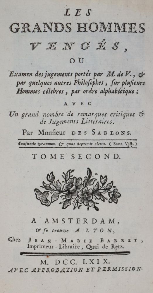 Große Abbildung Nr.1: 144-38 Des Sablons (d.i. L.M.Chaudon).: (Alte Drucke, Handschriften und Theologie)