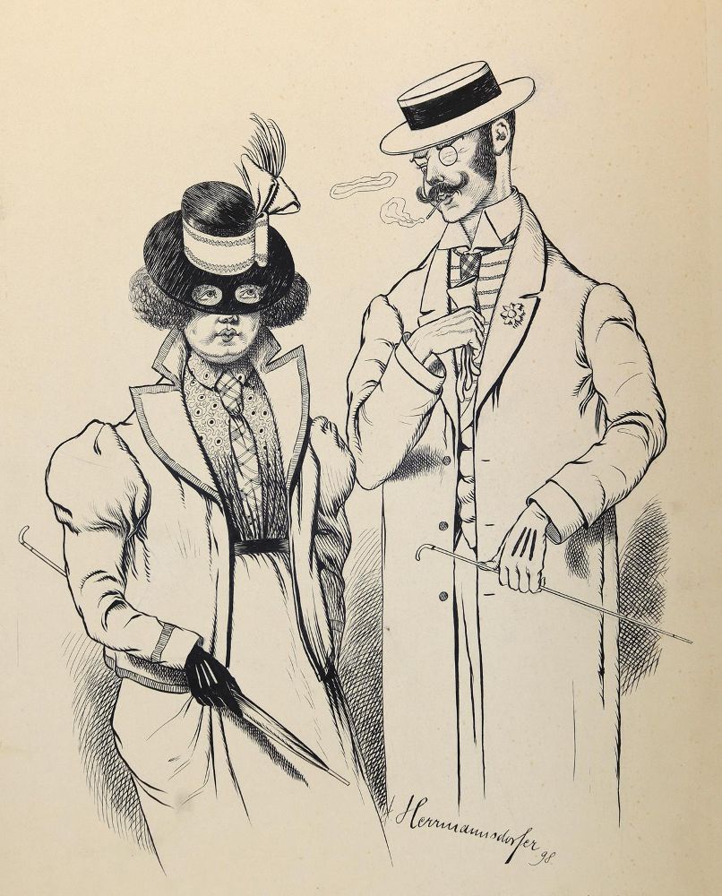 Große Abbildung Nr.2: 144-3845 Herrmannsdorfer, Joseph Martin: (Künstlergraphik, Karikatur)