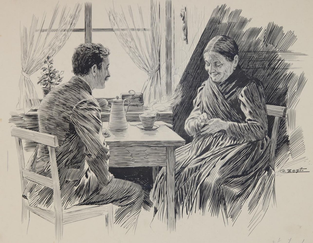 Große Abbildung Nr.7: 144-3879 Zopf, Carl: (Künstlergraphik, Karikatur)
