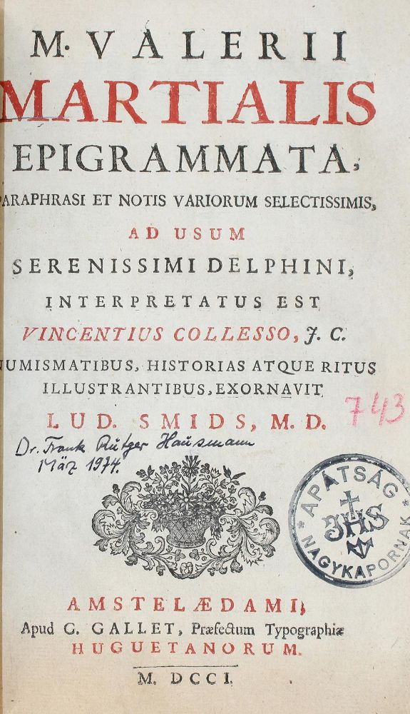 Große Abbildung Nr.1: 144-470 Martialis,M.V.: (Numismatik u. Siegelkunde, Medaillen)