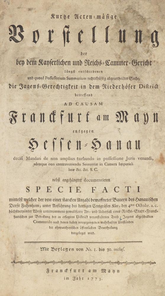 Große Abbildung Nr.1: 144-527 Kurtze Acten-mäsige Vorstellung: (Jagd, Hessen)